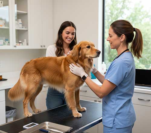 Vet visit with pet